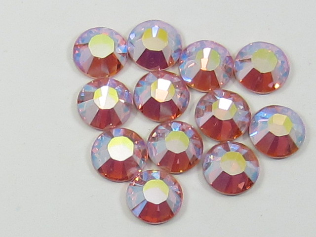 1 Gross 12ss LIGHT ROSE AB FLATBACK European Rhinestones